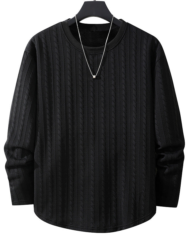Herren Feinstruktur-Grobstrick Rundhals-Sweatshirt mit Zopfmuster & relaxed Schnitt Echoarchiv