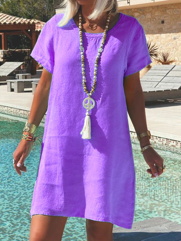 Damen Leichtes Strandkleid aus atmungsaktivem Leinen Echo Archiv