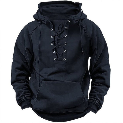 Herren Kapuzenpullover mit modernem Schnürdesign und weichem Innenfutter Echoarchiv