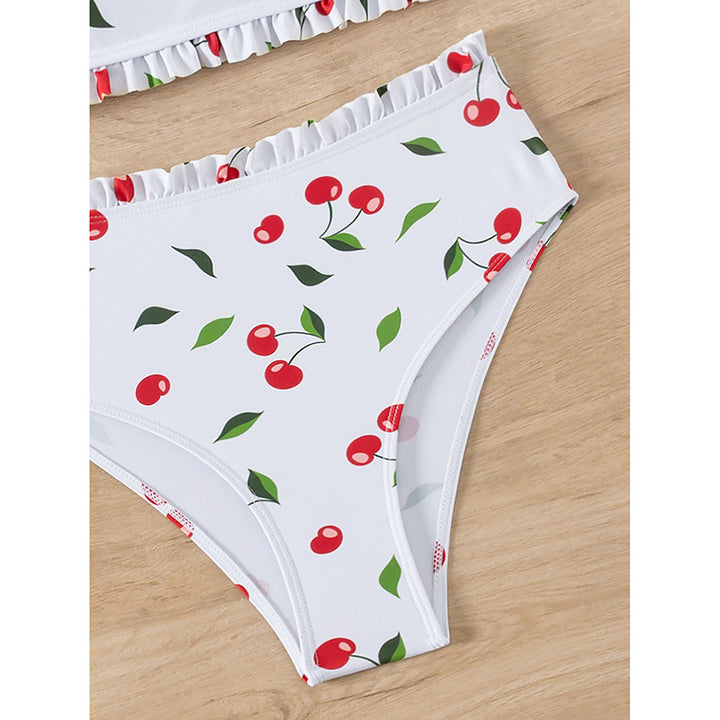 Damen Bandeau-Bikini mit fröhlichem Kirschmuster und eleganter Rüsche Echo Archiv