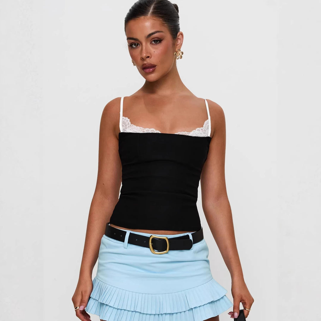 Damen Polka Dots Bustier-Top mit Spitzenakzenten Echo Archiv