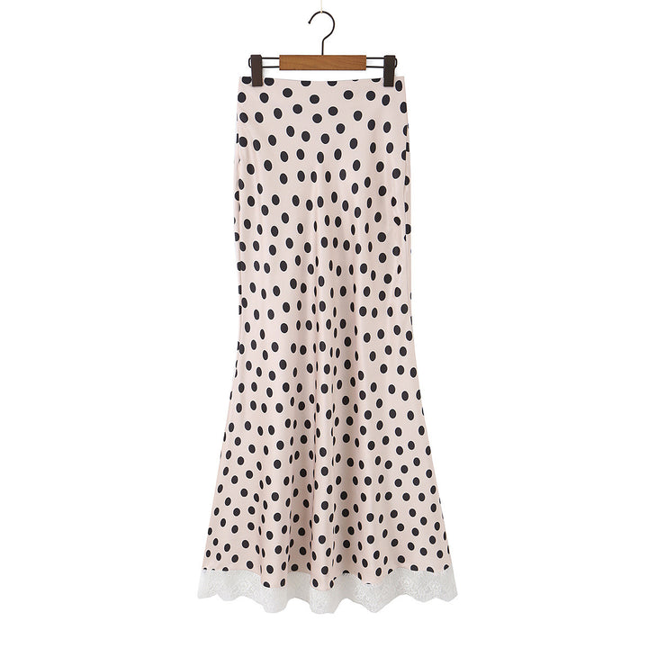 Damen Maxikleid im Retro‑Polka‑Dot‑Stil mit Spitzenbesatz und Taillengürtel Echo Archiv