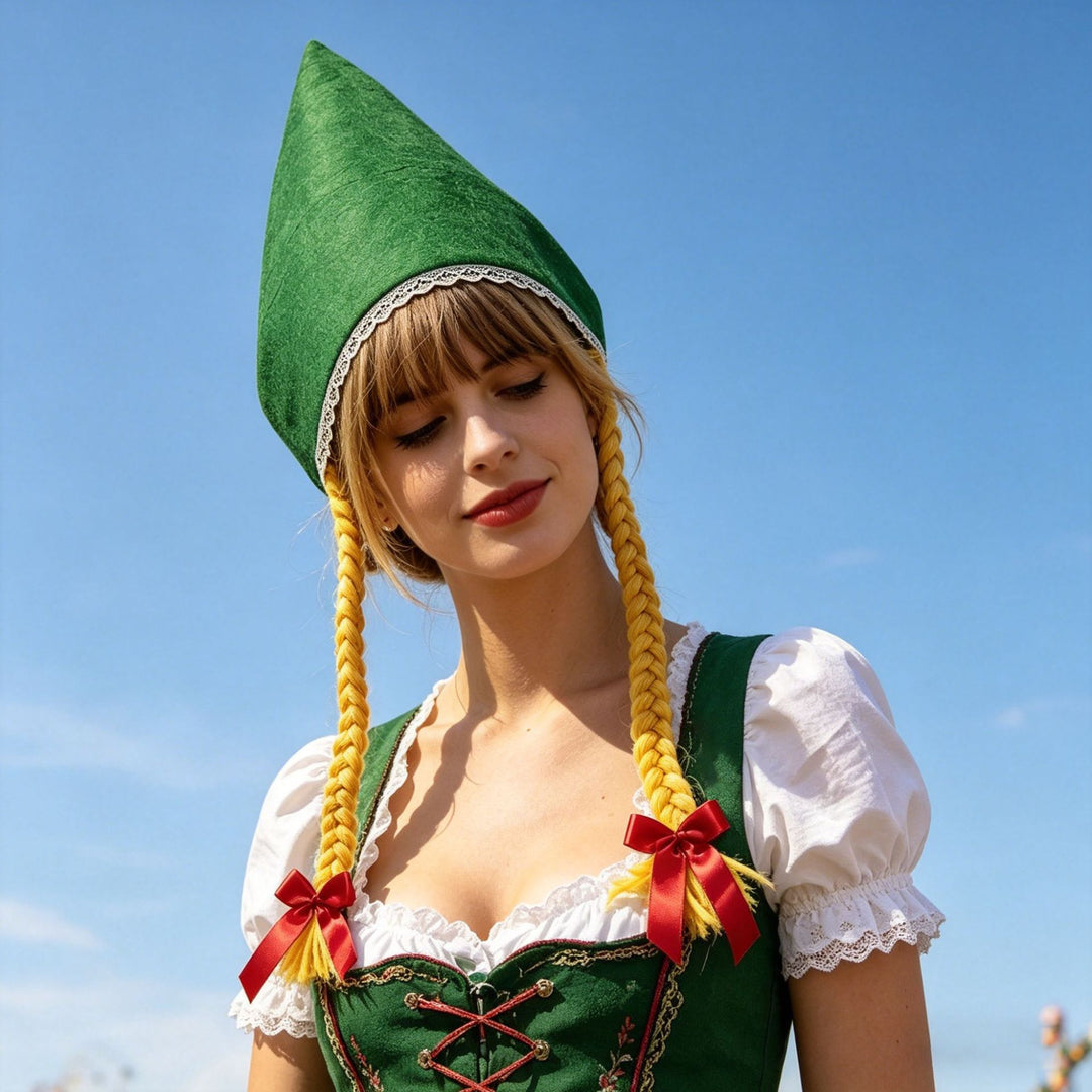 Damen nan traditionelle Trachtenhaube mit steifer Kegelform und feinem Spitzenrand Echo Archiv
