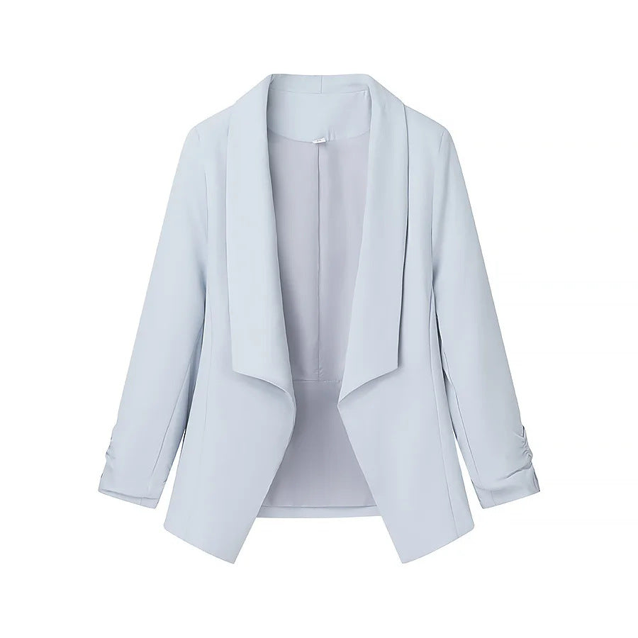 Damen nan locker fallende Waterfall-Blazerjacke mit gerafften Ärmelabschlüssen Echo Archiv