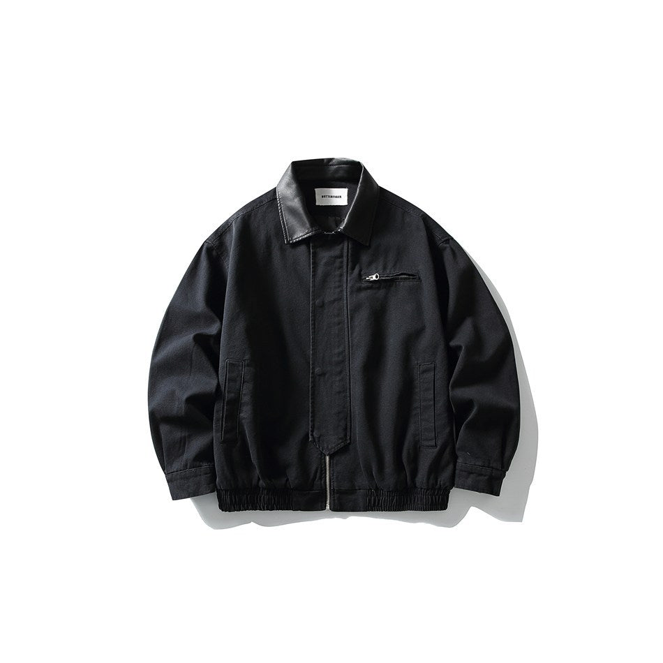 Herren Boxy-Canvas-Blouson mit kontrastierendem Kunstlederkragen und elastischem Saum Echoarchiv