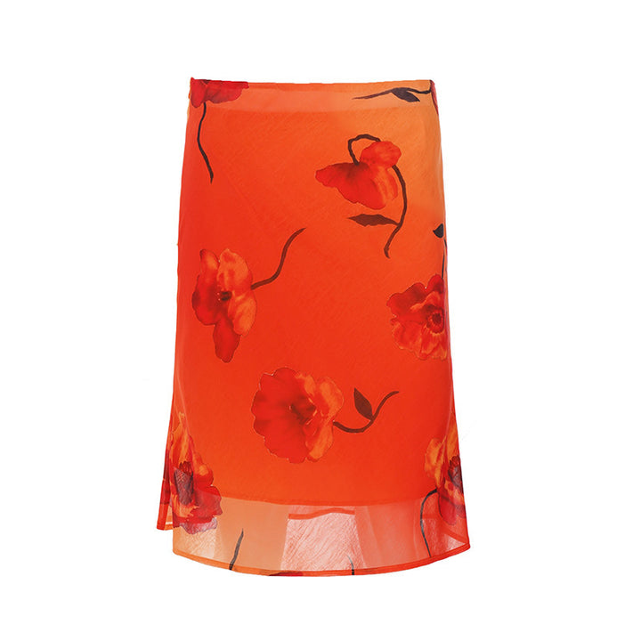 Damen schwingender Sommerrock mit floralen Mustern und leichtem Stoff Echo Archiv