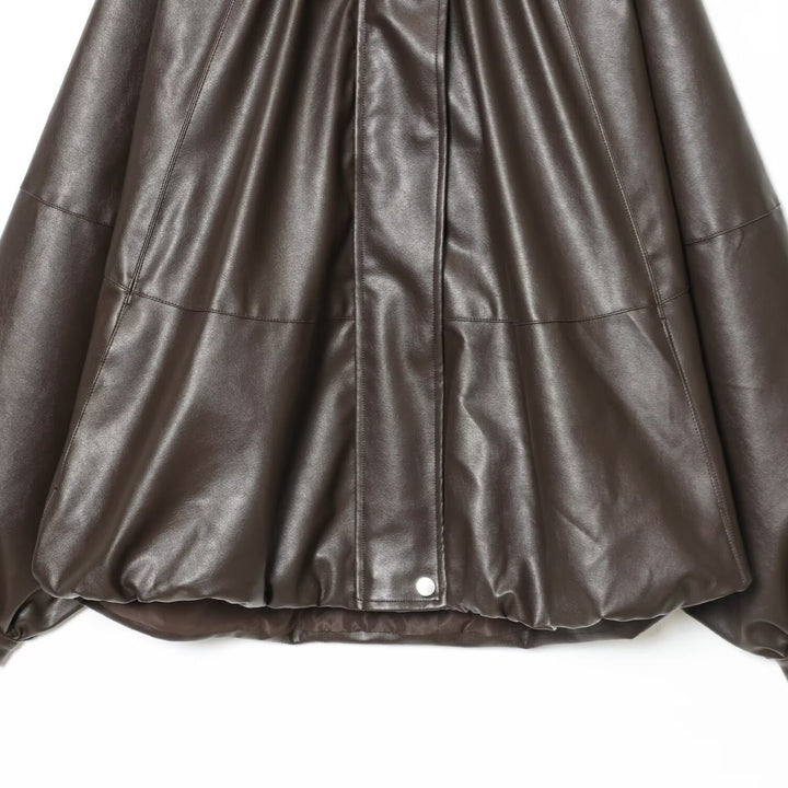 Damen Kunstlederjacke mit voluminösen Ärmeln und gewelltem Design Echo Archiv