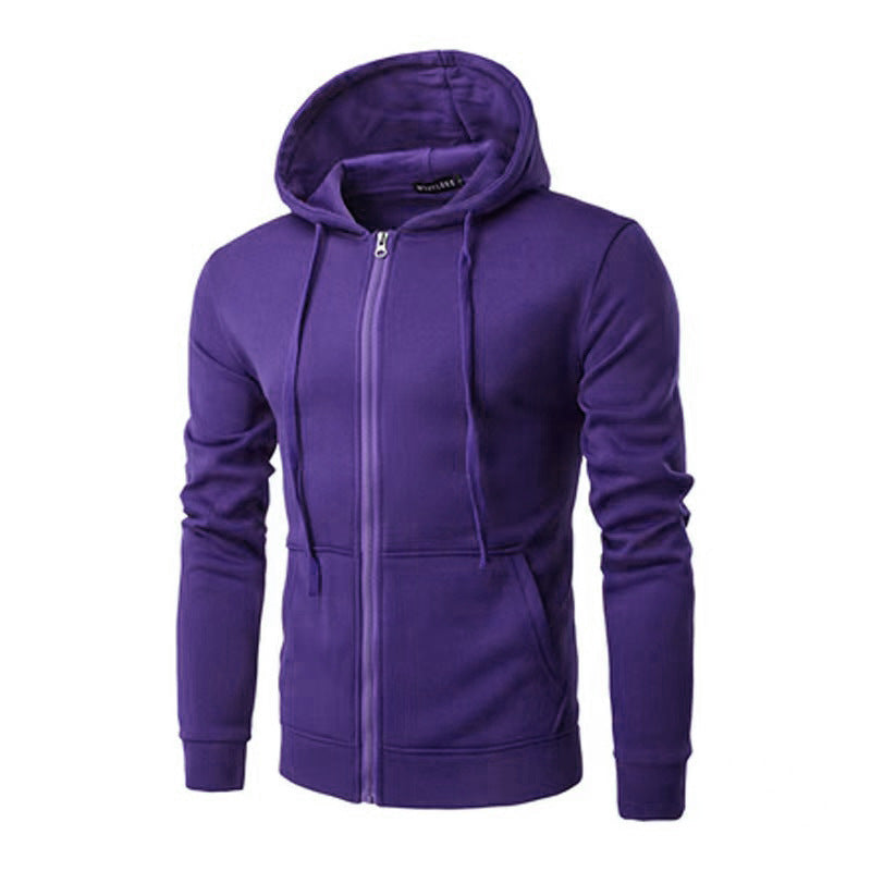 Herren schmal geschnittene Zip-Hoodie Jacke mit weichem Fleece-Innenfutter und Kängurutaschen – Cavarno