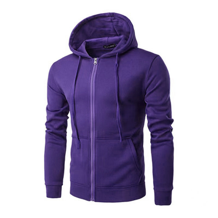 Herren schmal geschnittene Zip-Hoodie Jacke mit weichem Fleece-Innenfutter und Kängurutaschen – Cavarno