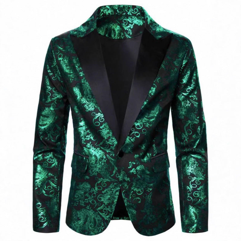 Herren Eleganter Smokingblazer mit floralem Jacquard-Muster Echoarchiv