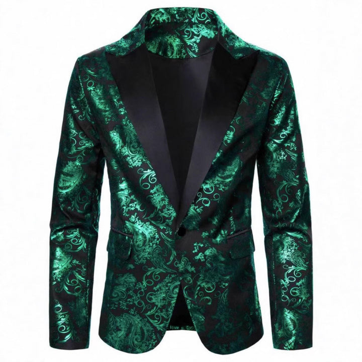Herren Eleganter Smokingblazer mit floralem Jacquard-Muster Echoarchiv