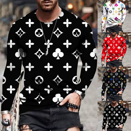 Herren Langarmshirt mit kreativem Design und bunten Symbolen Echoarchiv