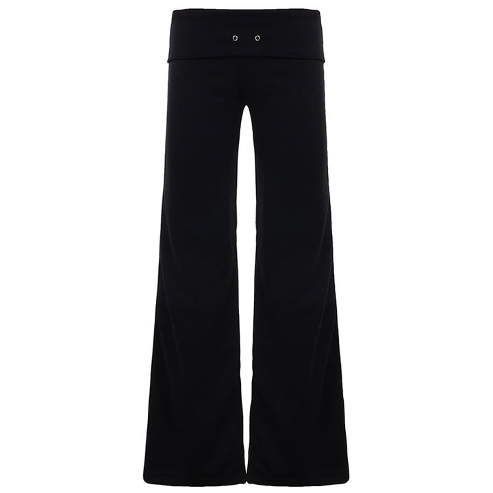 Damen Fließende Palazzo-Hose mit hohem Bund und dekorativen Ösen Echo Archiv