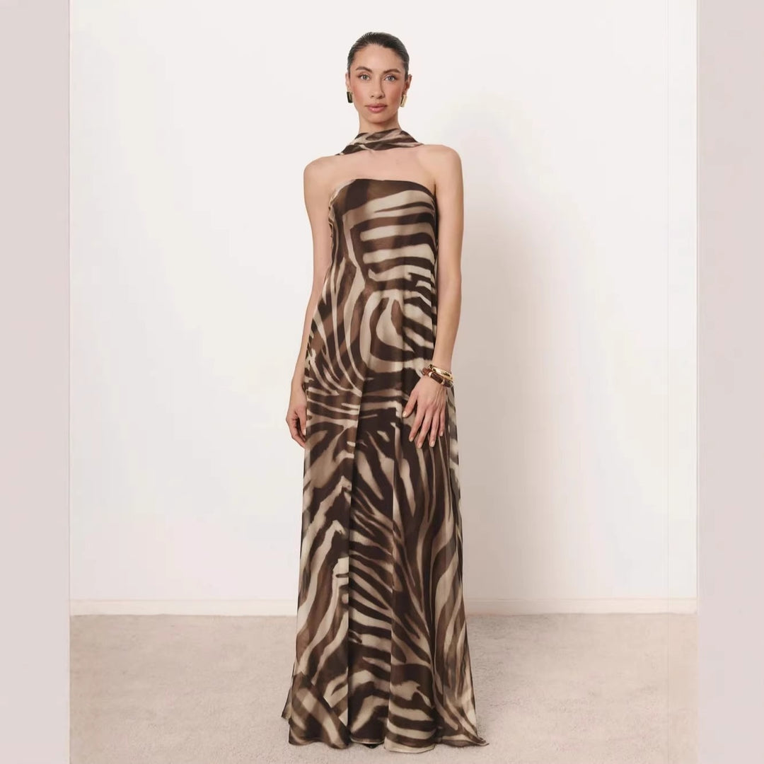 Damen Elegantes langes Kleid mit schmalem Neckholder Echo Archiv