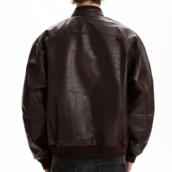 Herren Oversized Kunstlederjacke im Worker-Look mit Pattentaschen Echoarchiv