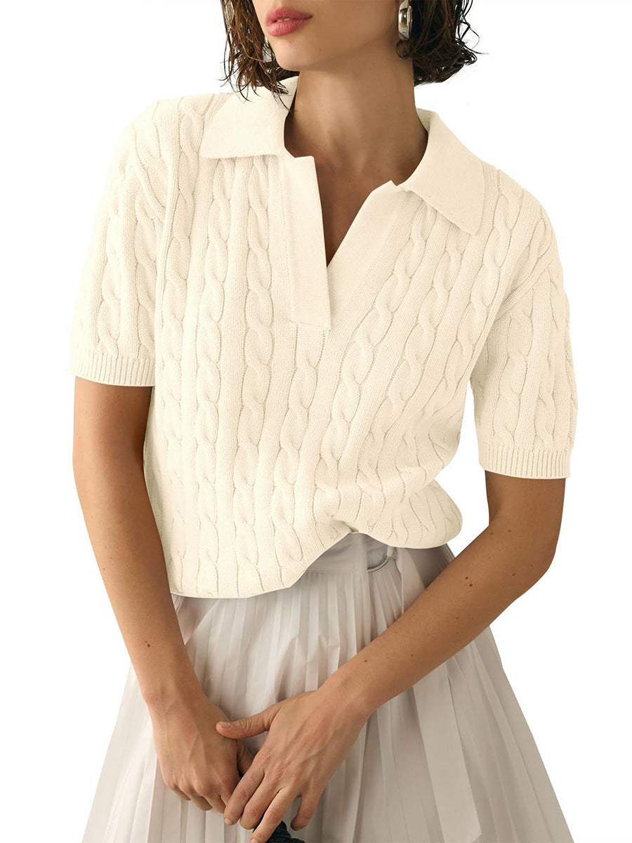 Echoarchiv | Polo-Kragen Twist Strickpullover