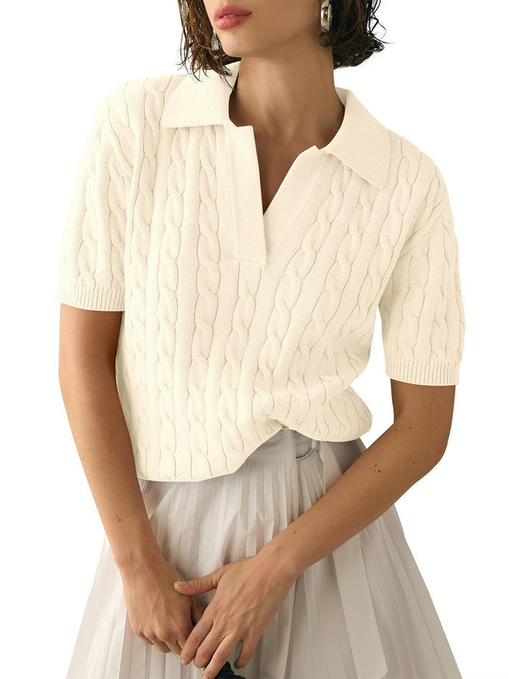 Echoarchiv | Polo-Kragen Twist Strickpullover