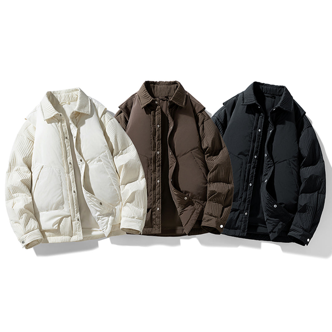 Herren Wattierte Steppjacke mit Cord‑Einsätzen und Hemdkragen Echo Archiv