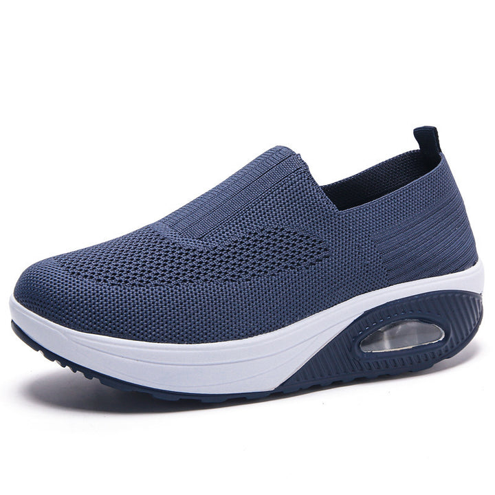 Damen nan elastische Strick-Slipper mit ergonomischer Keilsohle und sichtbarer Luftpolsterkapsel Echo Archiv