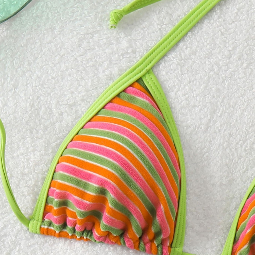 Damen Triangel-Bikini mit leuchtend bunten Streifen Echo Archiv