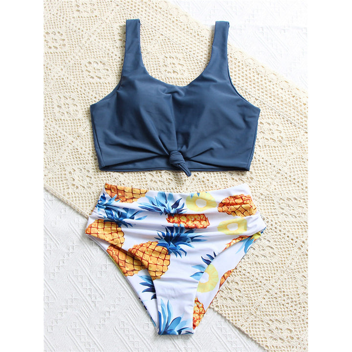 Damen Bikini-Set mit knotenförmigem Oberteil und hohem Bund Echo Archiv