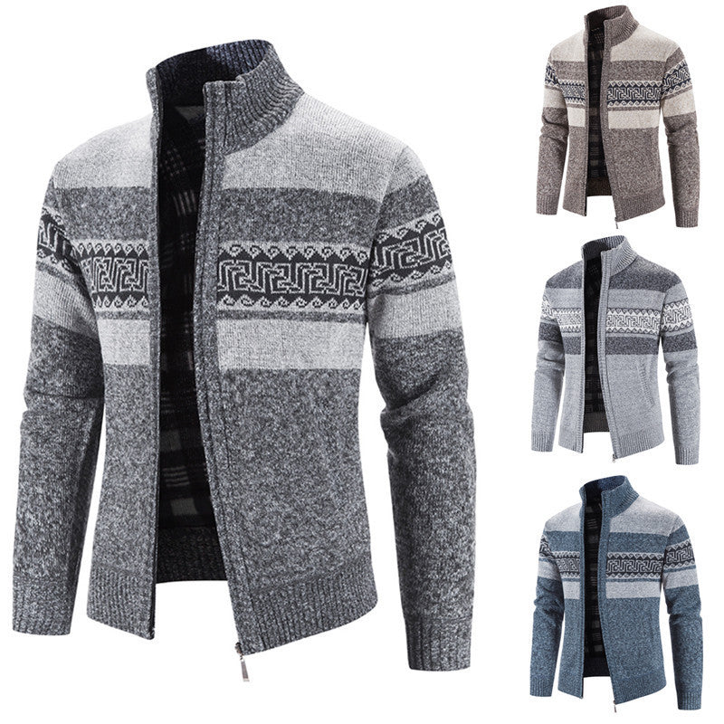 Herren gemütlicher Strickjacke mit Zip-Kragen Echoarchiv
