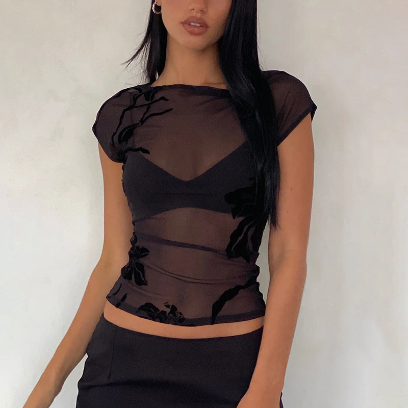 Damen Transparente Bluse mit floralem Design Echo Archiv