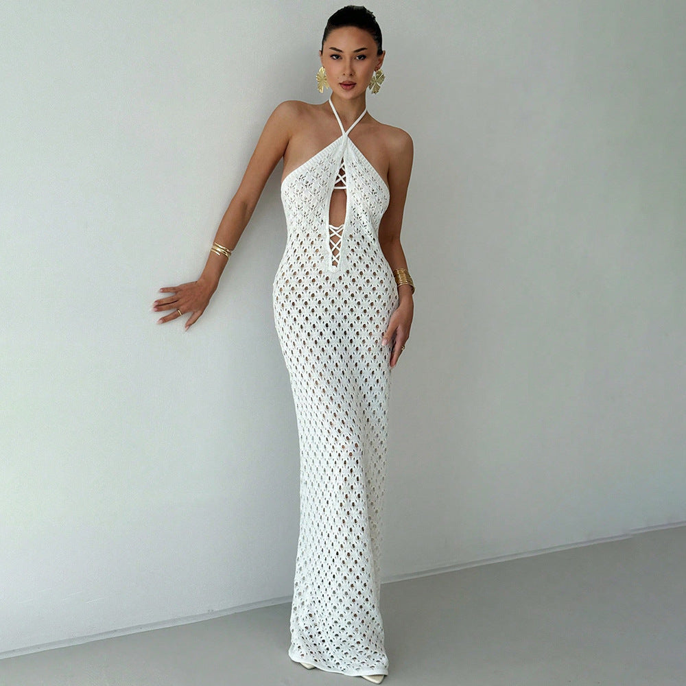 Damen Häkel-Maxikleid mit tiefer Ausschnitt Echo Archiv