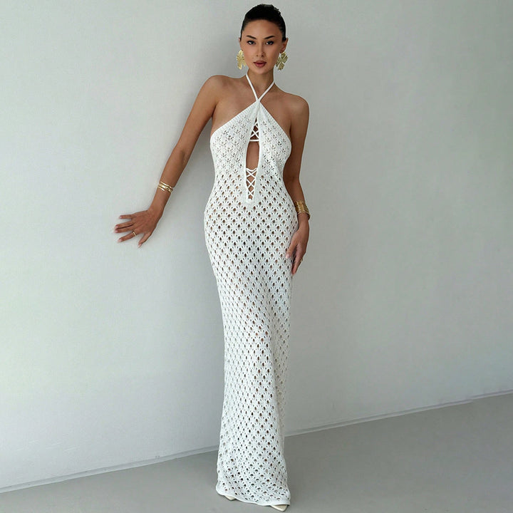 Damen Häkel-Maxikleid mit tiefer Ausschnitt Echo Archiv