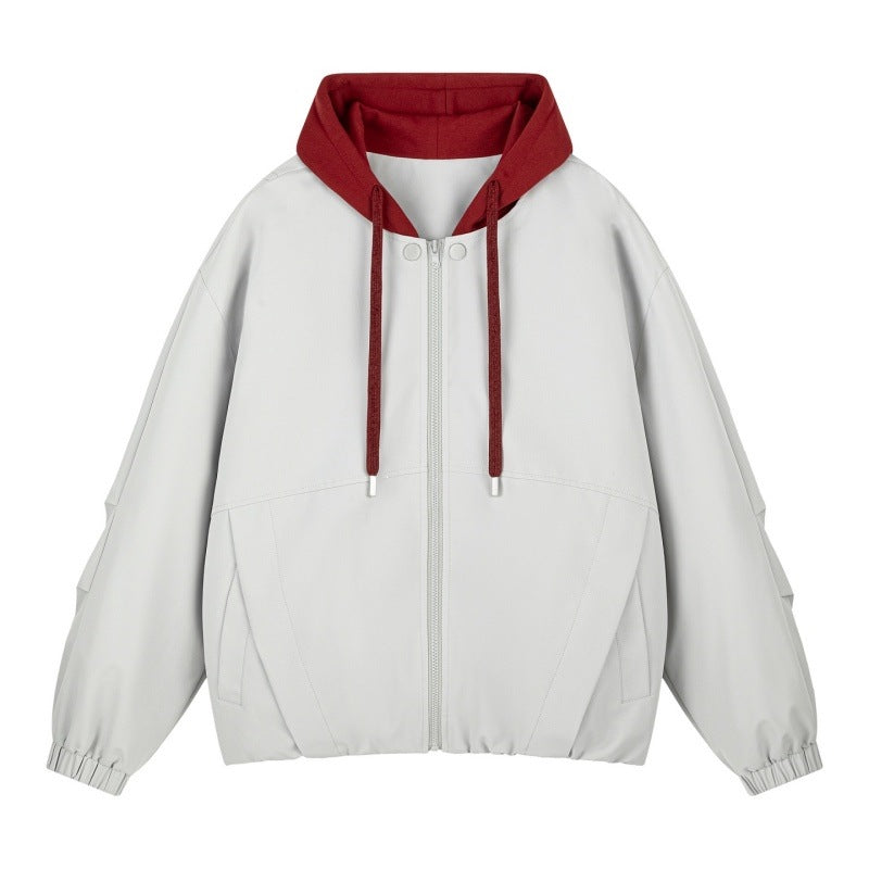 Unisex Oversize Kapuzen‑Zipjacke mit kontrastiertem Kapuzenfutter und elastischem Saum Echoarchiv