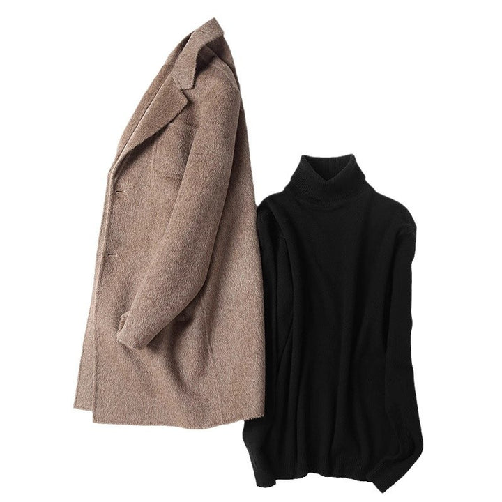 Herren Strukturierter Longcoat aus Wollmix mit fallendem Revers und Ein-Knopf-Verschluss Echoarchiv