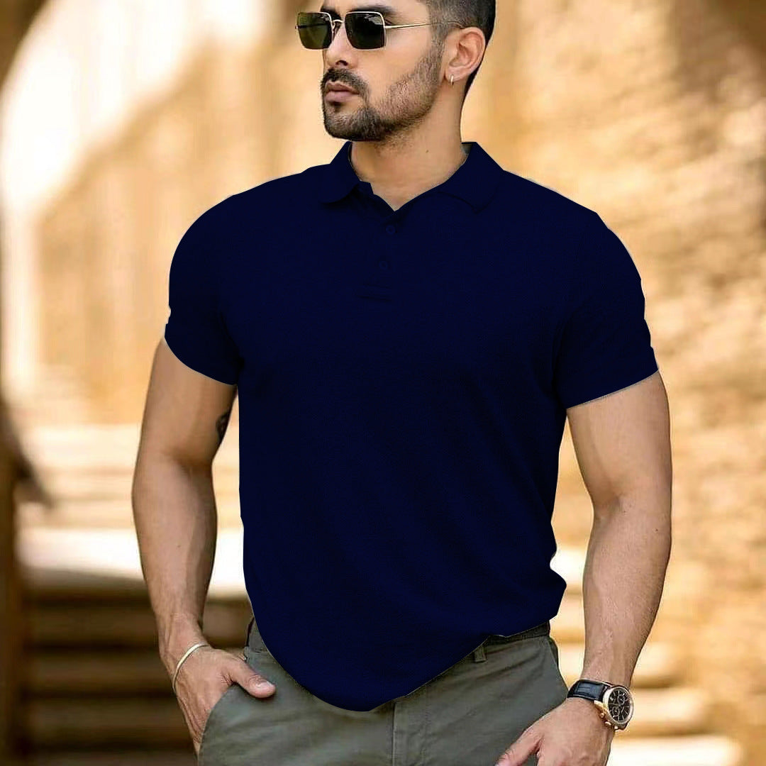 Herren sportliches Kurzarm-Polohemd aus atmungsaktivem Material mit klassischem Kragen Echoarchiv
