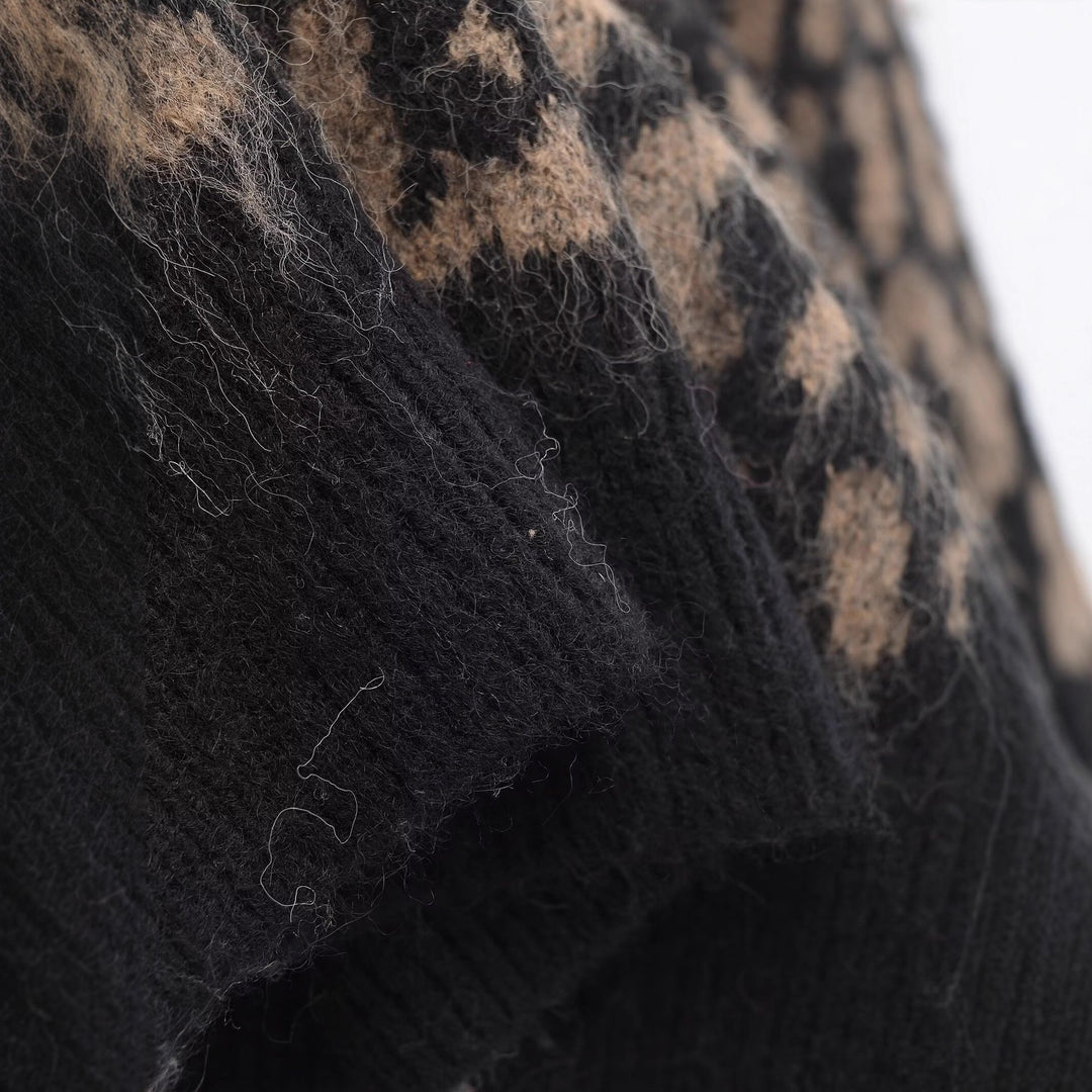 Damen Grobstrick-Pullover mit Leo-Jacquard, weichem Flor und Rundhals Echoarchiv
