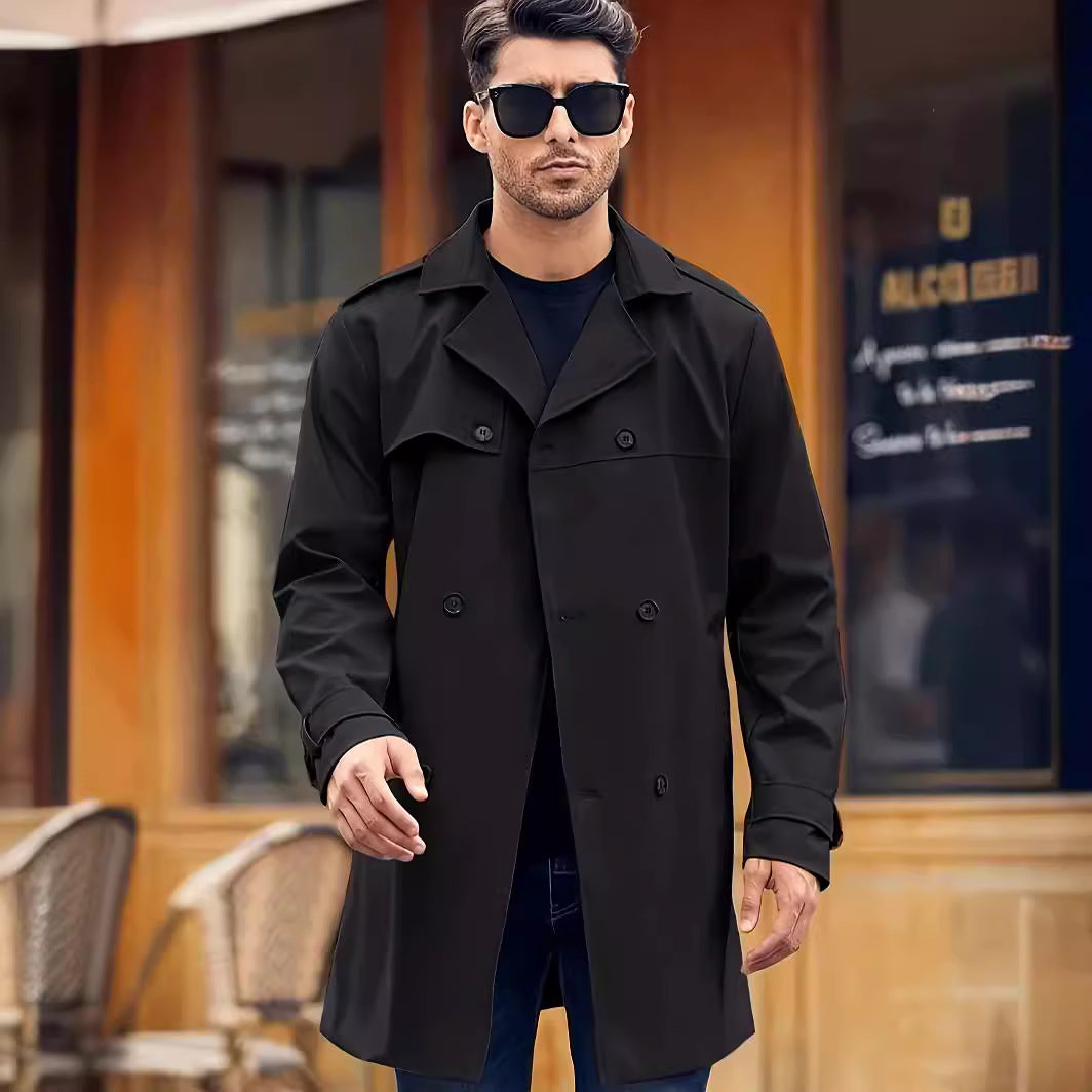 Herren eleganter Trenchcoat mit praktischen Taschen Echoarchiv