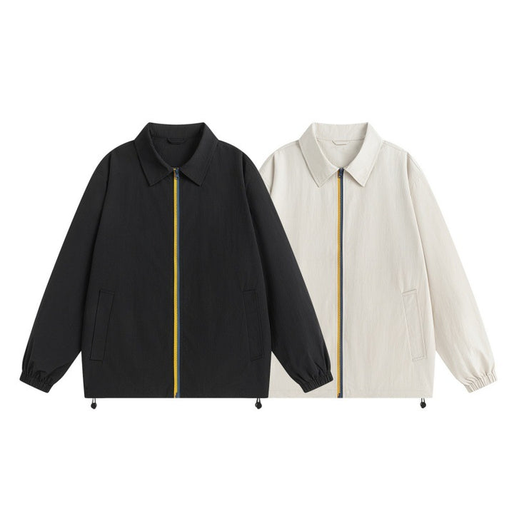 Herren Leichte Zip‑Übergangsjacke mit kontrastierendem Reißverschluss, Tunnelzug und elastischen Bündchen Echoarchiv