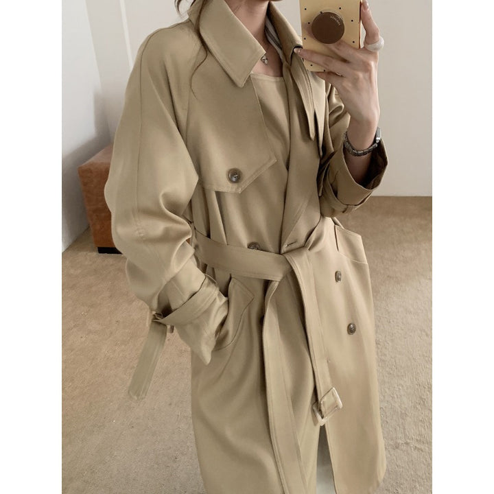 Damen Oversize Trenchcoat mit Doppelreihe, Taillengürtel und Epauletten Echoarchiv