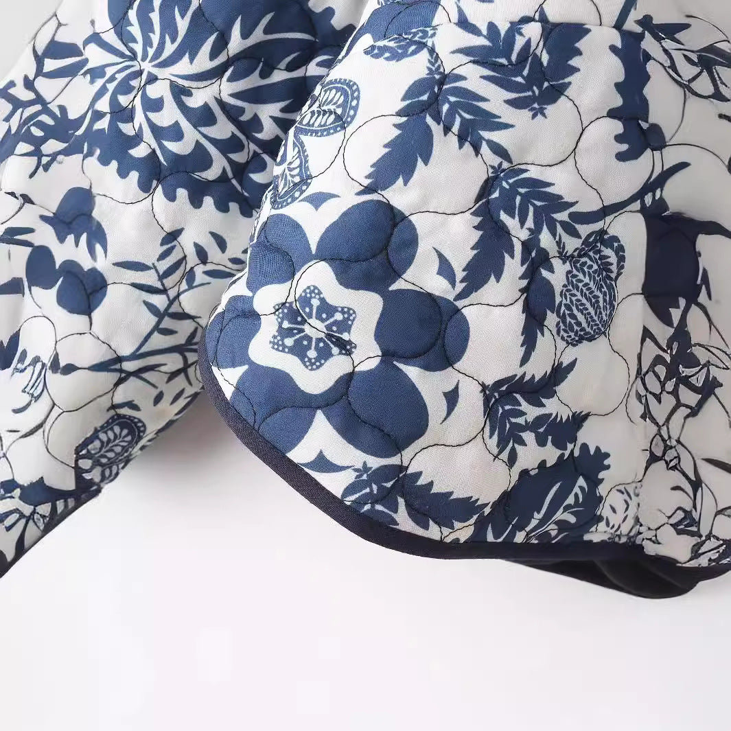 Damen nan gesteppte Kurzjacke im Kimono-Look mit floralem Steppmuster Echo Archiv