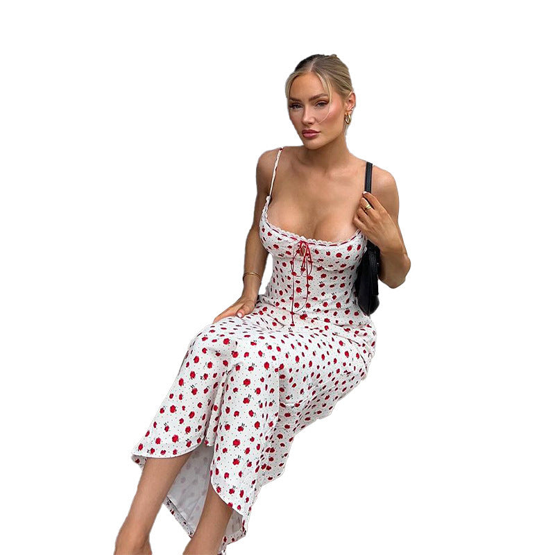 Damen Maxikleid mit zartem floralen Muster und raffinierten Rüschendetails Echo Archiv