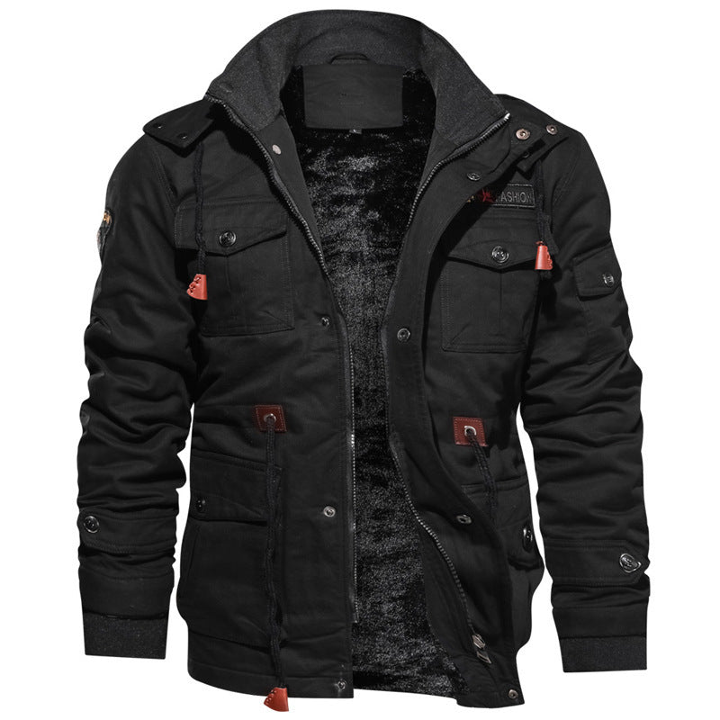 Herren urbaner Thermo-Canvasparka mit durchgehendem Plüschfutter und Utility‑Taschen Echo Archiv