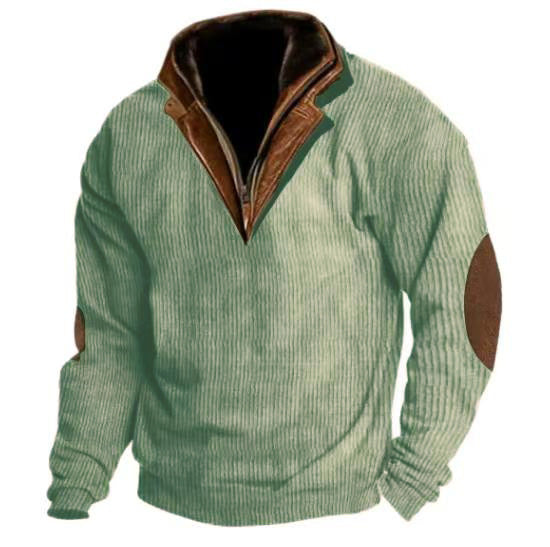 Herren Strickpullover mit Lederdetails und hohem Kragen Echoarchiv