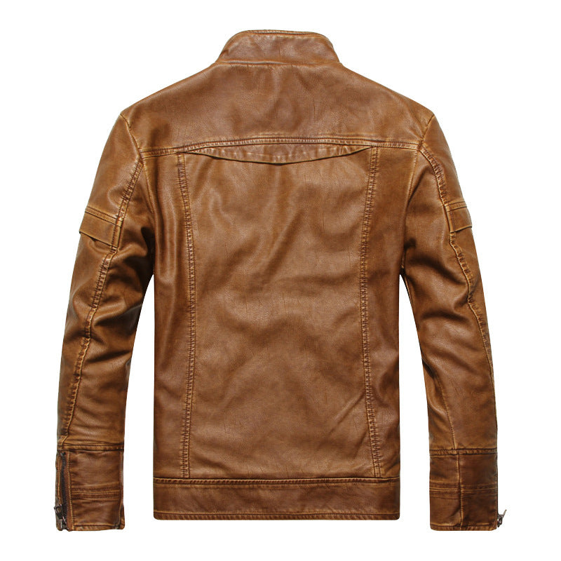 Herren Lederjacke im Pilotenblouson‑Stil mit Stehkragen und Vintage‑Optik Echoarchiv