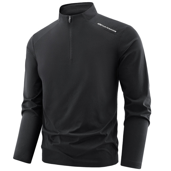 Herren Sportliches Langarm-Halbzip-Laufshirt mit Stehkragen und Funktionsmaterial Echoarchiv