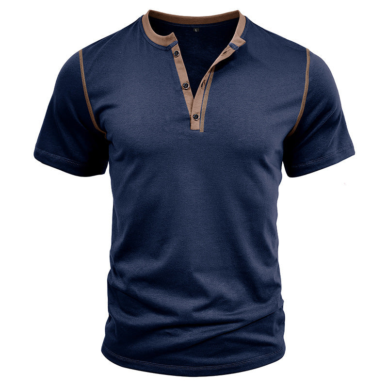Herren Polohemd im modischen Henley-Stil mit einzigartigen Akzenten Echoarchiv