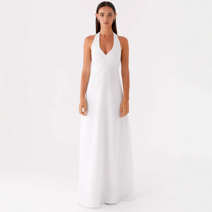 Damen Elegantes Wickelkleid mit V-Ausschnitt und schmalem, fließendem Schnitt Echoarchiv