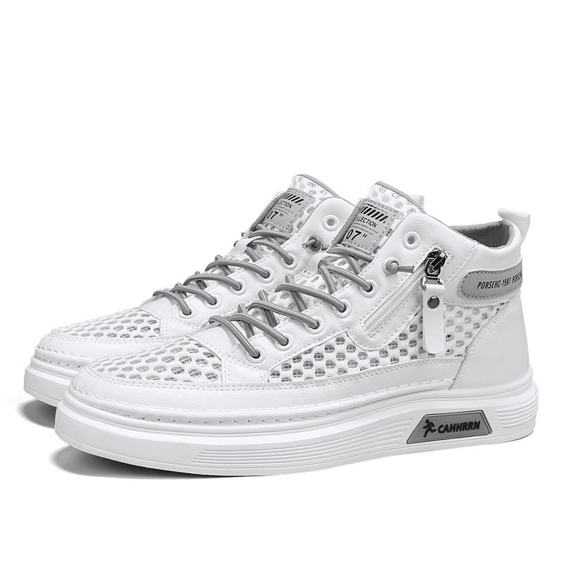 Herren High-Top Sneaker mit luftiger Mesh-Perforation, seitlichem Reißverschluss und dicker Profilsohle Echoarchiv