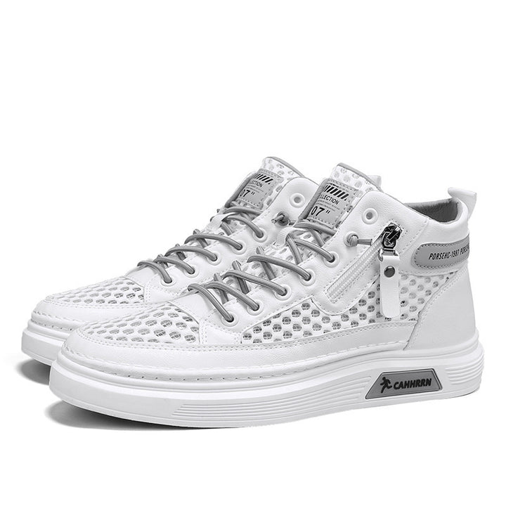 Herren High-Top Sneaker mit luftiger Mesh-Perforation, seitlichem Reißverschluss und dicker Profilsohle Echoarchiv
