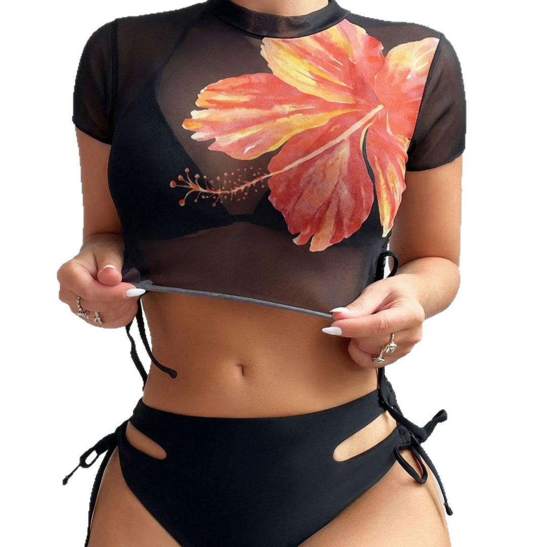 Damen Bikini-Set mit asymmetrischem Oberteil und floralem Design Echo Archiv