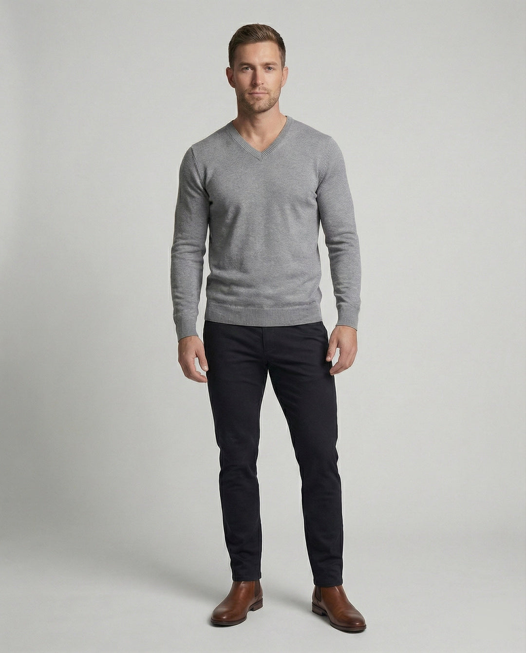 Herren V-Ausschnitt Pullover aus hochwertiger Baumwolle mit bequemer Passform Echoarchiv