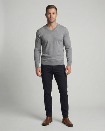 Herren V-Ausschnitt Pullover aus hochwertiger Baumwolle mit bequemer Passform Echoarchiv