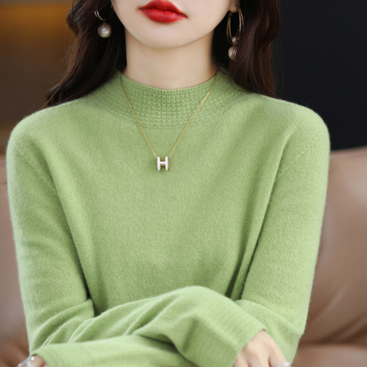 Damen Leichter Feinstrick-Mockneckpullover mit strukturierter Kragenblende Echoarchiv